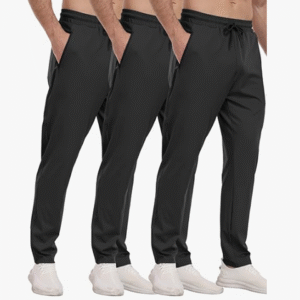 3 Pack Mens Athletic Sweatpants with Zipper Pockets, Workout Gym Joggers Pants for Men Running Jogging Pants