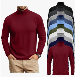 Neer 10 Pack Mens Big and Tall Turtlenck Shirts Long Sleeve Multipack Tops