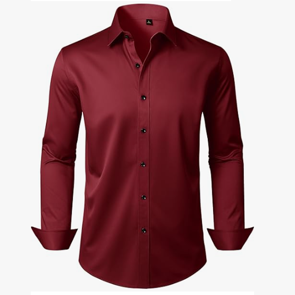 Men's Dress Shirts Long Sleeve Wrinkle Free Stretch Business Casual Wedding Button Down Shirt - Image 2