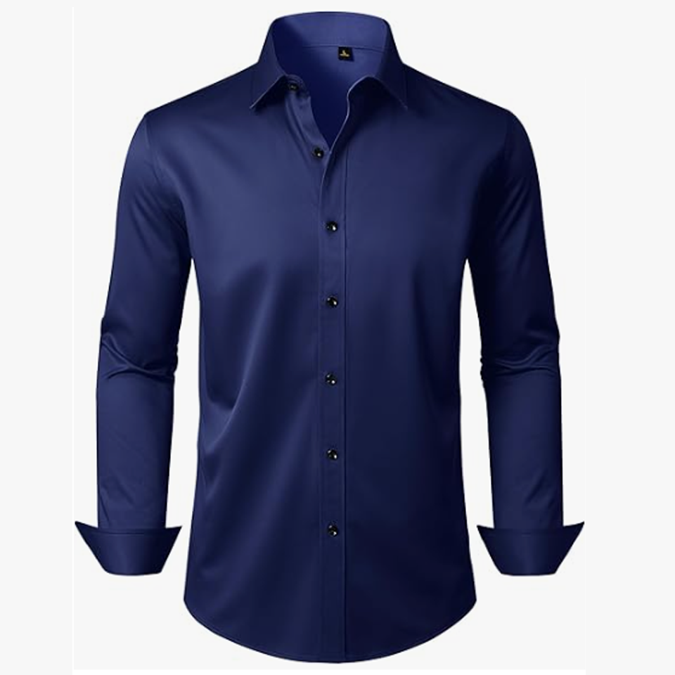 Men's Dress Shirts Long Sleeve Wrinkle Free Stretch Business Casual Wedding Button Down Shirt - Image 3